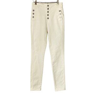 J Brand Natasha Sky High Skinny Jeans Sailor Blanc High Rise Button Fly Size 26